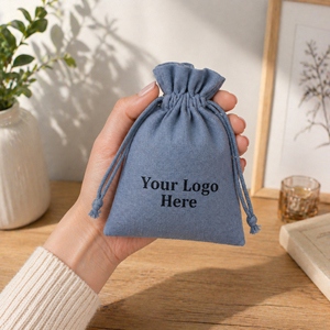 Handmade Cotton Small Drawstring Pouch Custom Logo Printing Jewelry Watch Eyewear <b>Packaging</b> <b>Bag</b> - Product Image 1