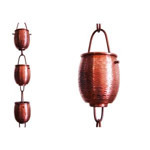 Chaîne de pluie vintage en cuivre martelé pour le drainage extérieur rustique - Product Image 1