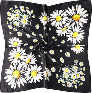 Fashion Floral Daisy Printed Women Best Flower Printed Bandana Women Head Square Scarf Silk Satin Head Scarves Women Scarves - Product Image 3