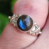 Bague en argent sterling 925 avec labradorite sertie clos, faite à la main, style bohème, grise, pierre précieuse naturelle, bijou de déclaration pour femme, idéale pour mariage et soirée