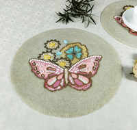 Napperons et sets de table tendance, design luxueux, motif floral, écologiques, faits main, perlés, personnalisables avec logo, lavables à la main, pour usage domestique