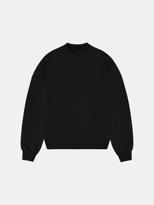Sudadera de Cuello Redondo Extra Grande para Hombre, Color Negro Sólido, Tejido de Poliéster/Algodón, Estilo Casual para Otoño, Impresión Digital - Product Image 1