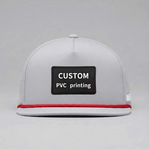 Casquette de baseball snapback pour le golf et le tennis, patch en caoutchouc PVC personnalisé avec cordon, trous découpés au laser, tissu extérieur imperméable en spandex, unisexe - Product Image 1