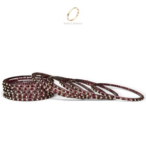 Magnifiques bracelets en verre kashmiri rouge vin en forme de goutte de pluie avec pierres de zircon fin pour femmes, bijoux indiens de festival, vente en gros - Product Image 5