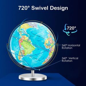 13 \ "globo del mondo illuminato con luce a LED 720 gradi mappa rotante - Product Image 5