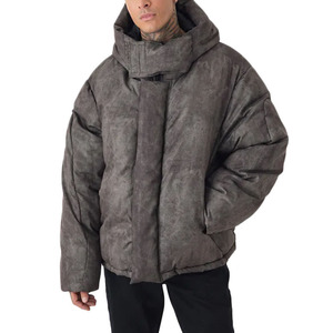 Best <b>Men</b> Puffer <b>Jacket</b> with Detachable Hood OEM Custom Navy Winter Insulated <b>Jacket</b> with Stripe Design Warm Casual Outdoor Coat - Product Image 2