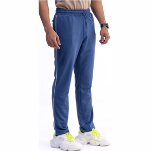 Men's Blue Sweatpants Elastic Waist <b>Drawstring</b> Closure Side Pockets Casual Jogger Pants Autumn Wear - Product Image 4