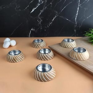 Porte-bougie chauffe-plat en céramique et porcelaine avec couvercle, 1 couleur, pot rond gaufré pour la décoration intérieure et Noël - Product Image 5