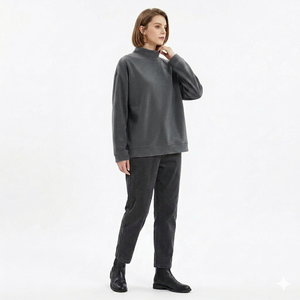 Sudadera Oversize de Cuello Alto para Mujer, Manga Larga, Personalizada, de Algodón y Felpa, para Invierno, Estilo Urbano - Product Image 1