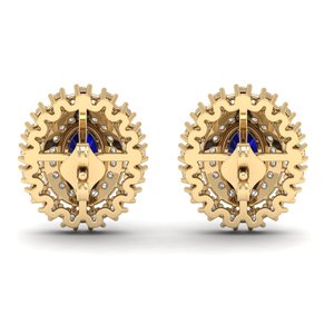 REYES High Quality 925 Sterling <b>Silver</b> Blue Sapphire Gemstone with Moissanite Screw <b>Back</b> Stud <b>Earrings</b> For Women Luxury Jewelry - Product Image 3