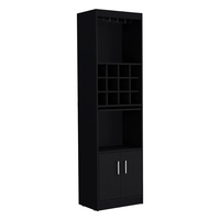 Meuble bar autoportant moderne à cinq niveaux, écologique, avec porte-verres, support à pieds de verre et plateau coulissant pour douze bouteilles de vin