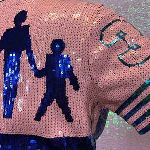 Vestido de Lentejuelas Jack and Jill para Adultos, Brillante, de Manga Corta, para Fiestas, Color Rosa y Azul, Estilo Túnica - Product Image 4