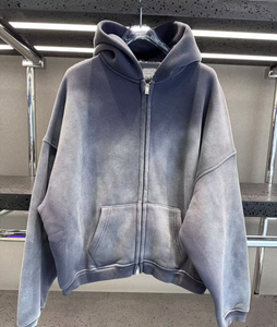 Sunfaded Plain Zipper Hoodie Trending Custom Logo <b>Oversized</b> <b>Vintage</b> Streetwear Fleece <b>Sweatshirt</b> OEM Manufacturer Wholesale - Product Image 1