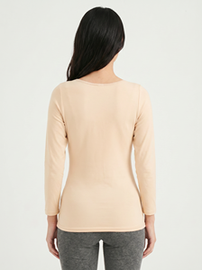 Bmama Haut de nuit de maternité beige à manches longues, pyjama d'allaitement, vêtement d'intérieur pour la grossesse, chemise de nuit, vente en gros - Product Image 4