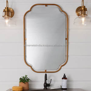 Luxury Shaving <b>Mirror</b> in <b>Gold</b> Plated Metal with Unique <b>Tray</b> Design Perfect for Elegant Home Decor - Product Image 3