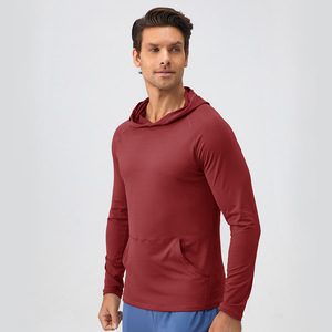Men's Gym Sportswear Quick Dry Hooded Training Suit Long Sleeves Summer Outdoor Woven Solid Pattern <b>Basketball</b> Running - Product Image 2