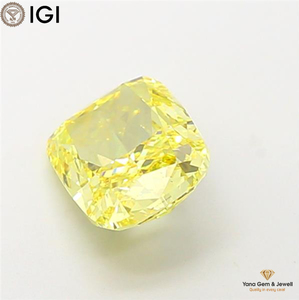 Diamant de laboratoire CVD de 3,00 carats, taille coussin, couleur jaune vif fantaisie, clarté VS1, certifié IGI, pour pendentif central - Product Image 6