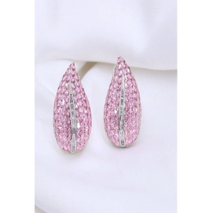 Stylish High Quality Brass <b>Silver</b> Plated Zircon Trendy Stud Statement <b>Earring</b> Women Evening Look Party Wear Fashion Collection - Product Image 1