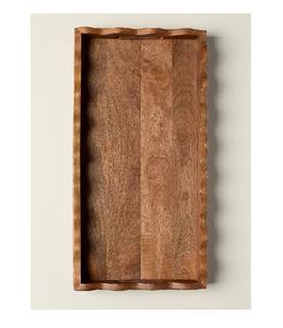 Plateau de service rectangulaire en bois d'acacia massif et écologique pour le petit-déjeuner, idéal pour les fêtes, les thés, les cafés et les desserts - Product Image 1