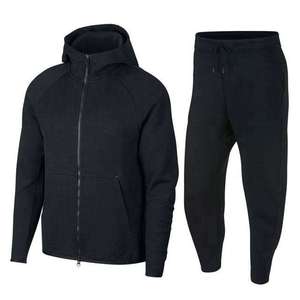 Men Tracksuit Hooded Full Zipper Solid Color Casual Autumn Polyester <b>Pants</b> Set With Side Pockets Regular Fit - Product Image 3