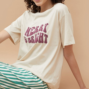 Womens Cotton <b>T</b> <b>Shirt</b> 160 GSM <b>Christmas</b> Holiday Graphic Print Crewneck Retro Short Sleeve Tee Apparel Manufacturer - Product Image 3