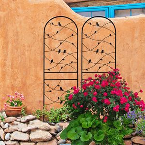 Set di 2 tralicci da giardino in metallo antiruggine neri da 180 cm x 50 cm per decorazioni esterne e supporto per piante rampicanti - Product Image 6