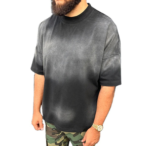 T-shirt personnalisé pour homme, col rond, coupe oversize, 100% coton épais, délavé à l'acide, style vintage, séchage rapide, respirant, idéal pour l'été - Product Image 2