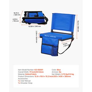 Sedile da Stadio Imbottito con Supporto per le Spalle, Sedia Pieghevole per Tribuna con Schienale Imbottito e Poggiacollo - Product Image 5