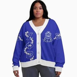 เสื้อคาร์ดิแกนอะคริลิคสำหรับฤดูหนาว Zeta Phi Beta สำหรับผู้หญิง ปักลายสมาคมนักศึกษากรีก แบบถัก สไตล์วาร์ซิตี้ ผลิตตามสั่ง OEM - Product Image 1