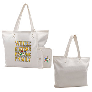 OES Where Sisters Become Family Order Of The Eastern Star Tapestry Bulk Masonic Eastern Star White Tote Bags - Product Image 1