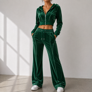 Low MOQ women's gym hoodie sweatpants set <b>zip</b> hoodie tracksuit women's comfort clothing set - Product Image 4