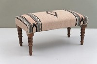 Banc ottoman rembourré en jute fait main, style kilim, en bois massif, pour entrée, repose-pieds rustique, siège décoratif pour la maison