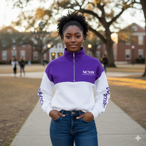 Sudadera con cremallera corta NCNW para mujer, jersey casual con cuello simulado y cremallera, suéter con cuello alto y cremallera. - Product Image 5