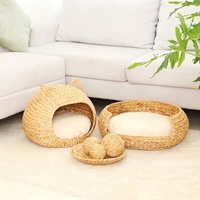 Maison de ferme, lit-panier tissé en jacinthe d'eau pour chat, lit à gratter en jacinthe d'eau, dortoir rond avec coussin, vietnam