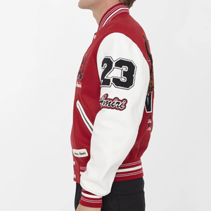 Chaqueta Varsity Personalizada para Hombre, Chaqueta de Béisbol con Letras, Uniforme Universitario, Mangas de Cuero, Chaqueta para Hombre, Estampada, Informal, de Secado Rápido - Product Image 4