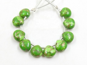 Cobre verde turquesa lágrima forma de corazón 8X8MM cuentas de piedra pulida par combinado suave para fabricación de joyas suministros al por mayor - Product Image 3