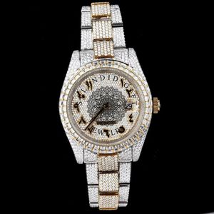 Splendide montre pour homme avec diamants, 28 mm, moissanite, argent, mouvement ETA, quartz analogique, cristal saphir, résistance à l'eau 10 m - Product Image 2