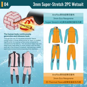 Traje de Neopreno Profesional Aropec de 3mm Superelástico de 2 Piezas - Forro Térmico de Felpa y Construcción GBS, Equipo de Neopreno Ecológico OEM/ODM - Product Image 5