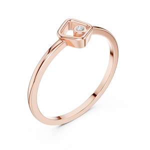 Premium Round Cut Moissanite Diamond <b>Dainty</b> Geometric <b>Ring</b>, Rose <b>Gold</b> Plated Sterling Silver Bezel Frame <b>Ring</b> for Women - Product Image 4