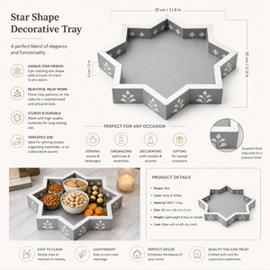 Luxury Star Shape Mother of Pearl Serving Tray| Handmade Ramadan Eid Decorative Dry Fruit Tray for Home Decor <b>Gift</b> & Kitchenware - Product Image 5