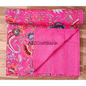 Edredón Kantha de Algodón Orgánico, Estampado, Hecho a Mano en India, Vintage, Cosido a Mano, para Hotel y Hogar, Ecológico, para Todas las Estaciones - Product Image 4