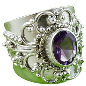Amethyst <b>Ring</b> Handmade Sterling Silver Bezel Setting Natural Purple Oval Shape Gemstone <b>Boho</b> Jewelry February Birthstone Gift - Product Image 1