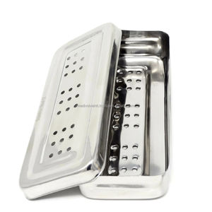 Boîte de rangement pour équipement médical avec couvercle, en acier inoxydable de haute qualité, autoclavable manuellement, réutilisable, pour instruments chirurgicaux et dentaires - Product Image 1