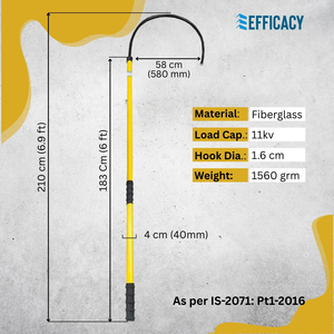 Gancho de Rescate Eléctrico de Fibra de Vidrio Aislante de Alto Voltaje de 11 kV, 7 Pies de Largo, con Tablero de Señalización y Kit de Instalación - Product Image 3