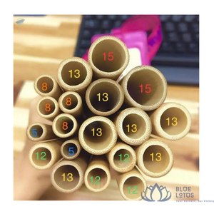 BEST-SELLER |   Ensemble de pailles en bambou écologiques réutilisables avec brosse de nettoyage pour smoothies, bubble tea, fêtes et boissons - Blue Lotus - Product Image 1