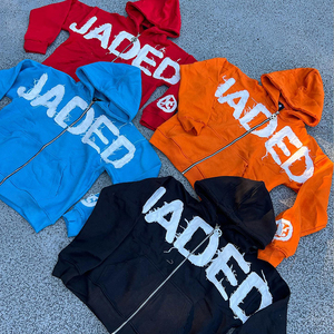 HIGH QUALITY Faded <b>Zip</b> Up Zipper Hoodie Men Boxy Oversized <b>Zip</b> Up Hoodie Streetwear Acid Wash Distressed <b>Zip</b> Up Hoodie Men - Product Image 6