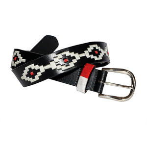 Cinturón de Cuero Premium Hecho a Mano, Cinturón Tradicional Cosido a Mano con Bordado de Diamantes Pampa, Estilo Ecuestre de Lujo para Uso Casual - Product Image 2
