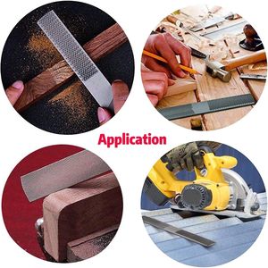 Juego de limas de mano de 4 piezas: limas redondas, semirredondas, planas y de aguja para afilar herramientas de madera y metal - Product Image 6