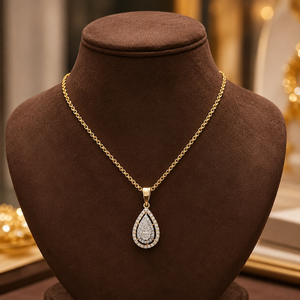 18K Yellow Gold Diamond Pendant with Chain | 0.46 Ct Natural Diamond Teardrop Necklace | Luxury Fine Jewelry Gift for Women - Product Image 5