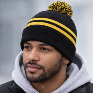 Gorro de Punto Unisex de Diseño Único para Invierno, Transpirable, Impermeable, 100% Acrílico, Estilo a Rayas, Cálido, Informal, Moderno, para Exteriores - Product Image 3